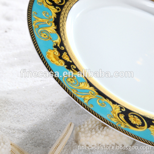 10.5 Inches Luxury Fine Hyper White Porcelain Ceramic Embossing Plate of Sea Goddness